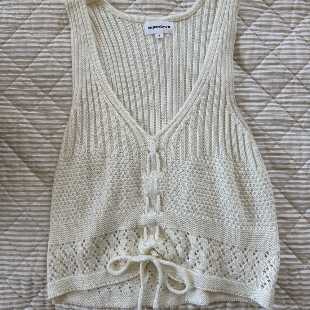 Superdown Cream Knit Tank Top